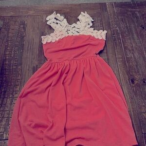 Adorable coral with cream lace detailing, size medium